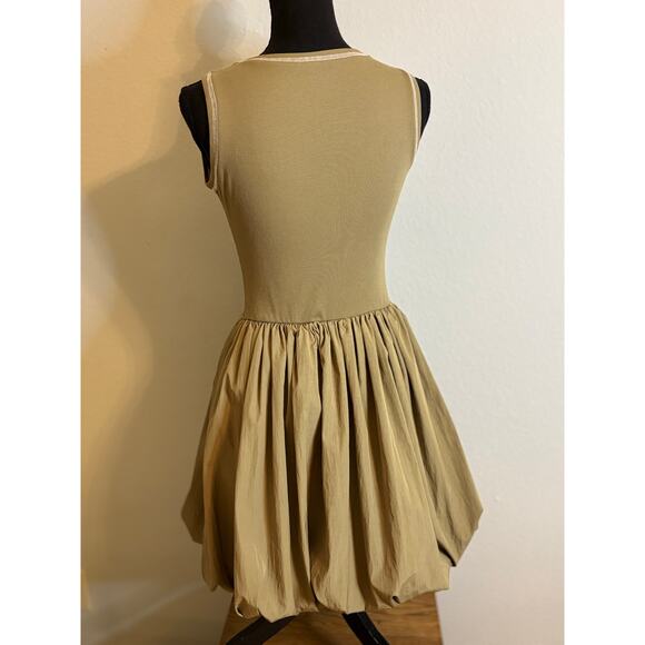 PALERMO Sleeveless Ballerina Bubble Dress in Tan/Coffee Ice Cream Color - Picture 6 of 8